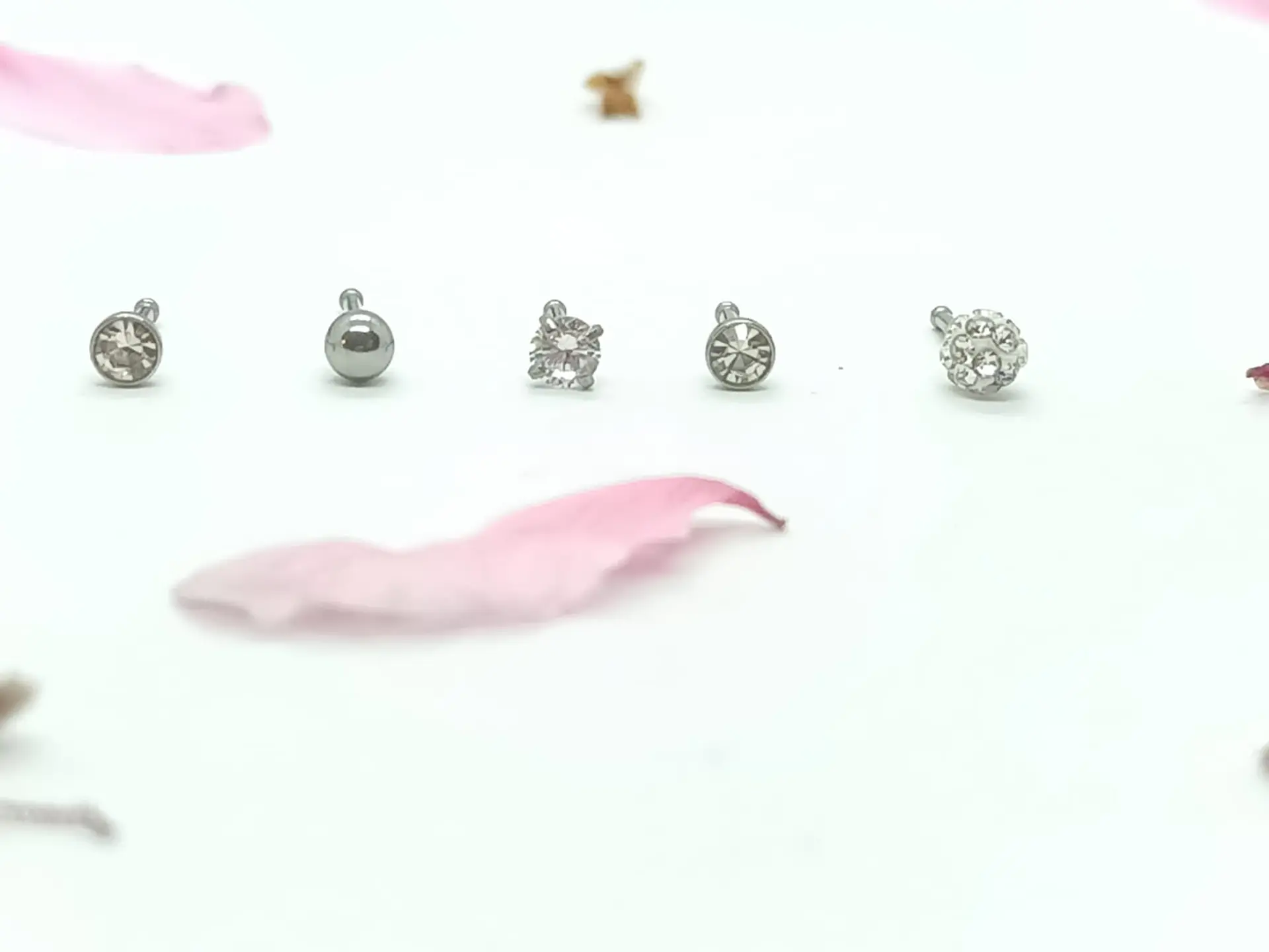 Set 5 Piercing Acero Quirúrgico Nariz Zirconia Punk Nostril 5