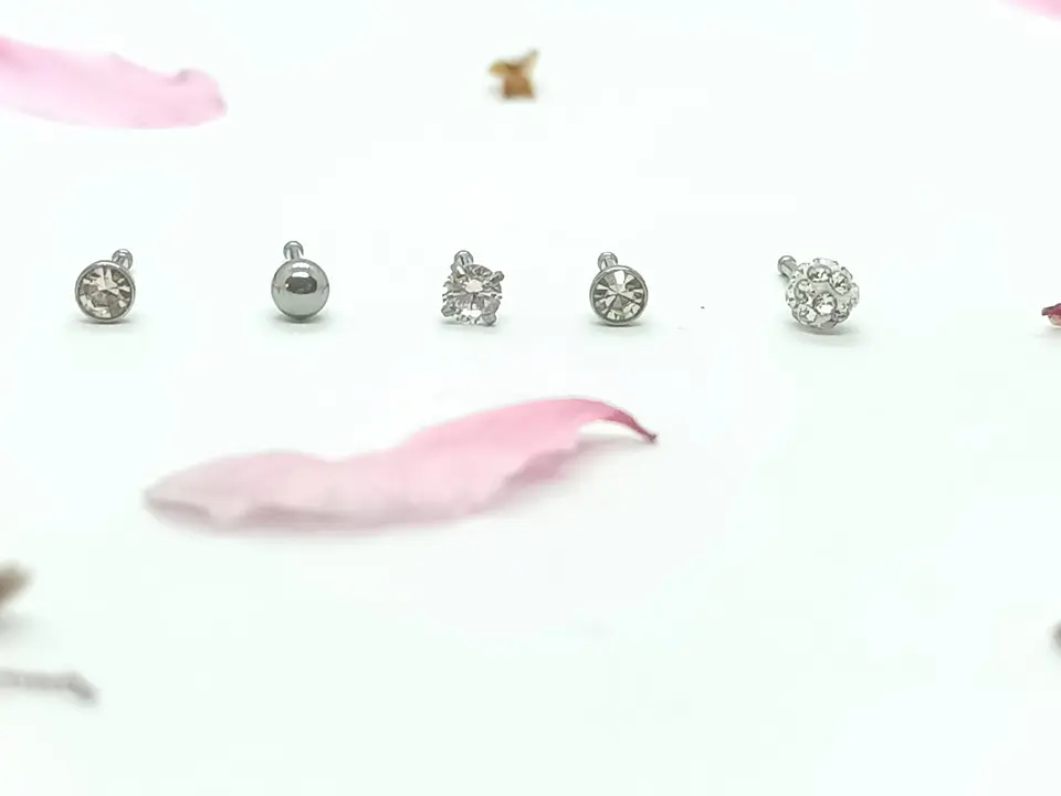 Set 5 Piercing Acero Quirúrgico Nariz Zirconia Punk Nostril 5