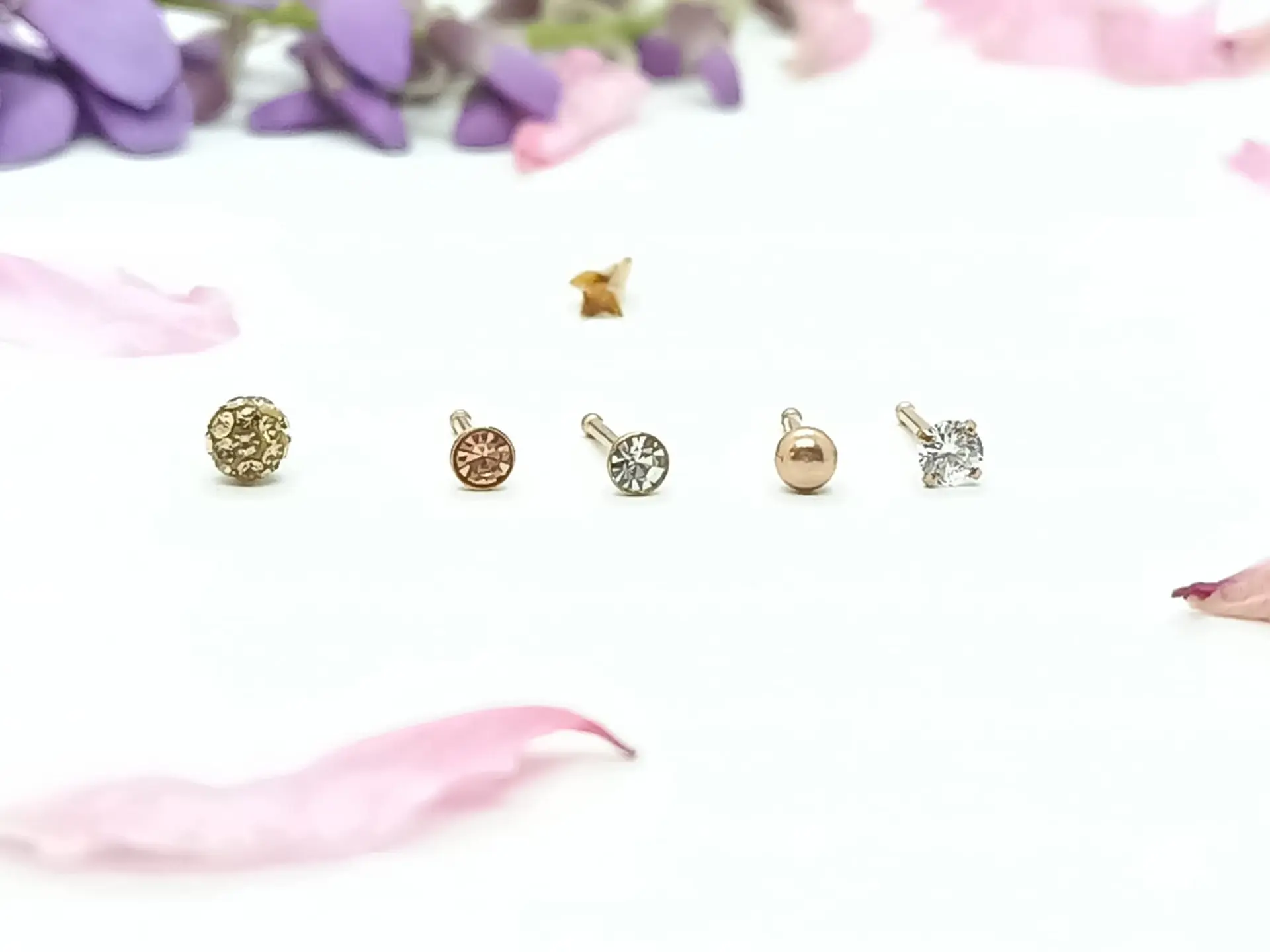 Set 5 Piercing Acero Quirúrgico Nariz Zirconia Punk Nostril 9