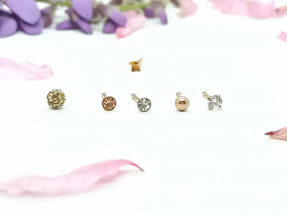Set 5 Piercing Acero Quirúrgico Nariz Zirconia Punk Nostril 9