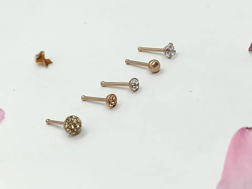 Set 5 Piercing Acero Quirúrgico Nariz Zirconia Punk Nostril 10