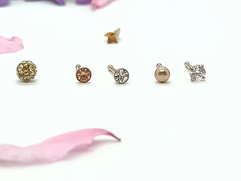 Set 5 Piercing Acero Quirúrgico Nariz Zirconia Punk Nostril 11