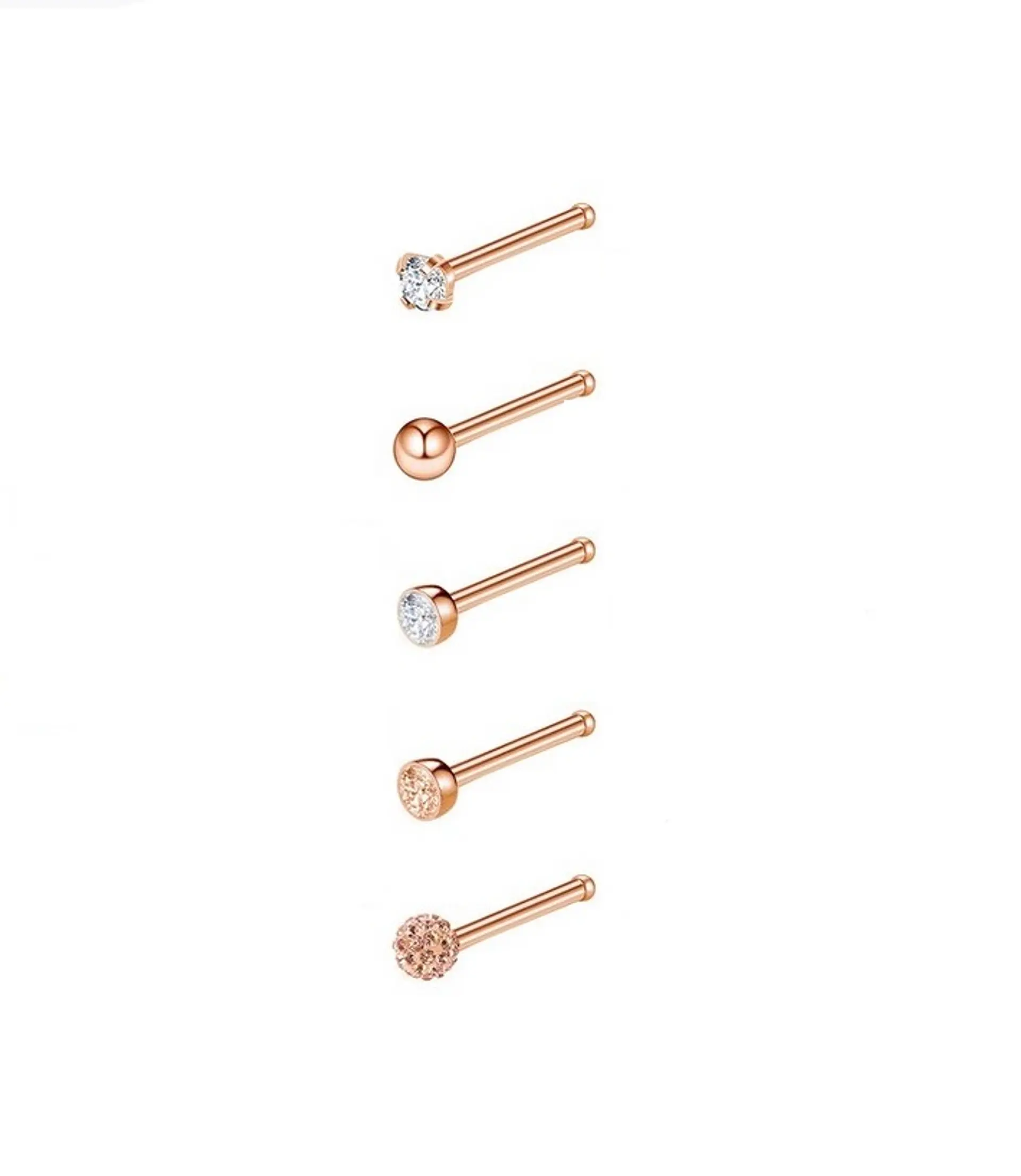 Set 5 Piercing Acero Quirúrgico Nariz Zirconia Punk Nostril 13