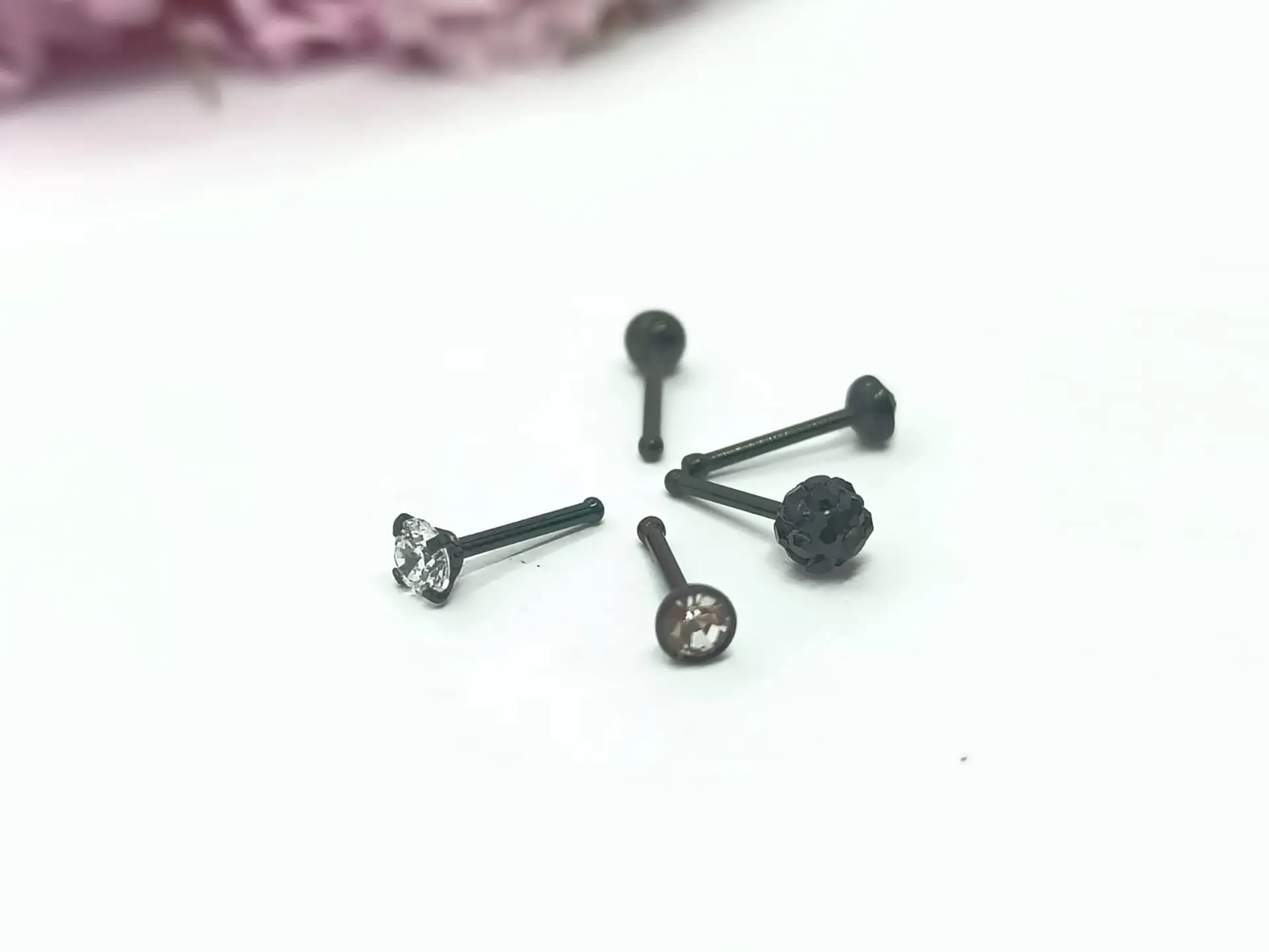Set 5 Piercing Acero Quirúrgico Nariz Zirconia Punk Nostril 14
