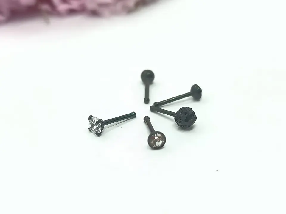 Set 5 Piercing Acero Quirúrgico Nariz Zirconia Punk Nostril 14