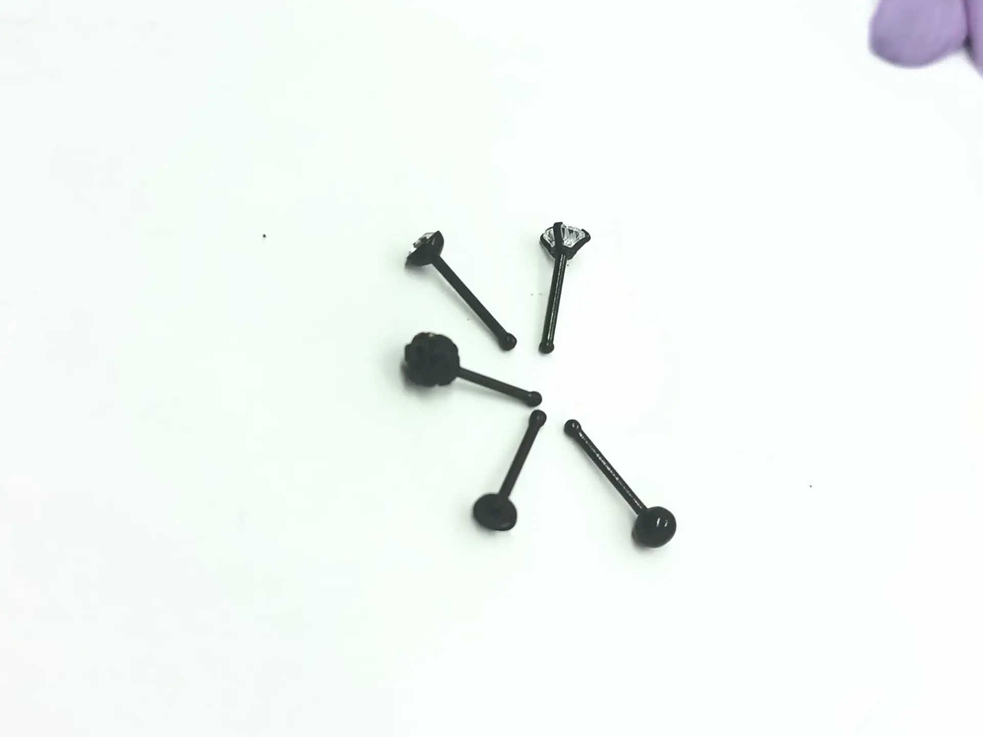 Set 5 Piercing Acero Quirúrgico Nariz Zirconia Punk Nostril 15