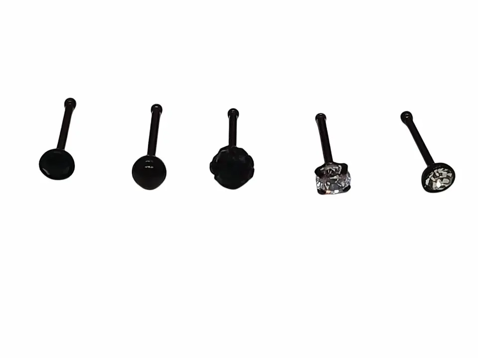 Set 5 Piercing Acero Quirúrgico Nariz Zirconia Punk Nostril 17