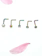 Set 5 Piercing Acero Quirúrgico Nariz Zirconia Nostril Tipo L - Miniatura 4