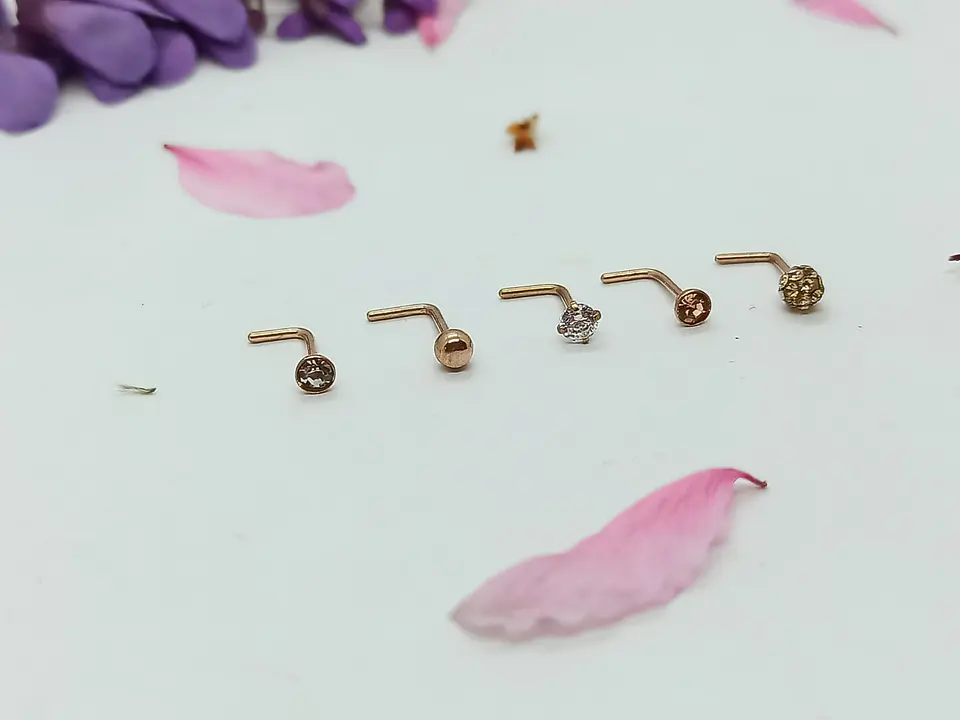 Set 5 Piercing Acero Quirúrgico Nariz Zirconia Nostril Tipo L 17