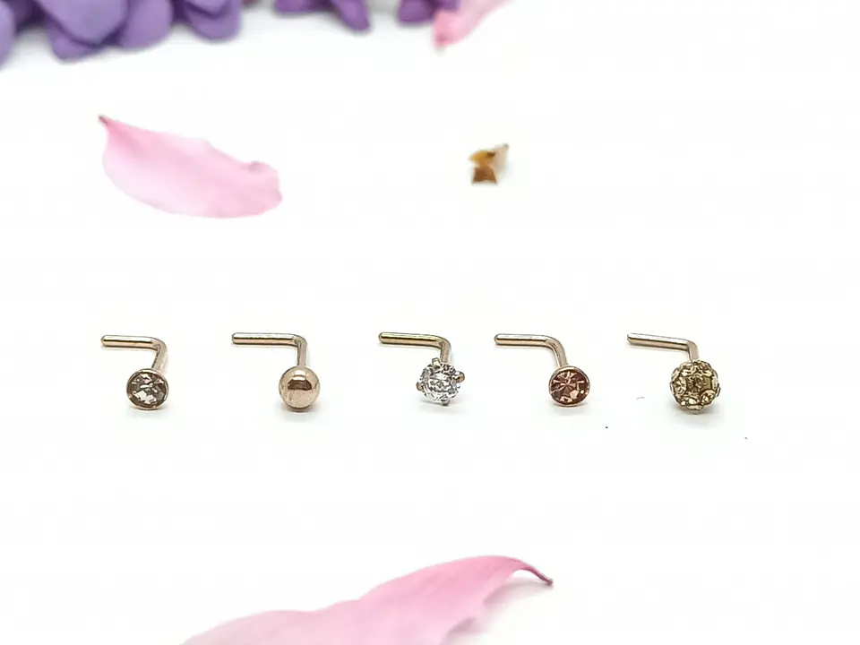 Set 5 Piercing Acero Quirúrgico Nariz Zirconia Nostril Tipo L 18