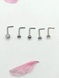 Set 5 Piercing Acero Quirúrgico Nariz Zirconia Nostril Tipo L - Miniatura 24