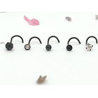 Set 5 Piercing Acero Quirúrgic Tipo S Nariz Zirconia Nostril 8