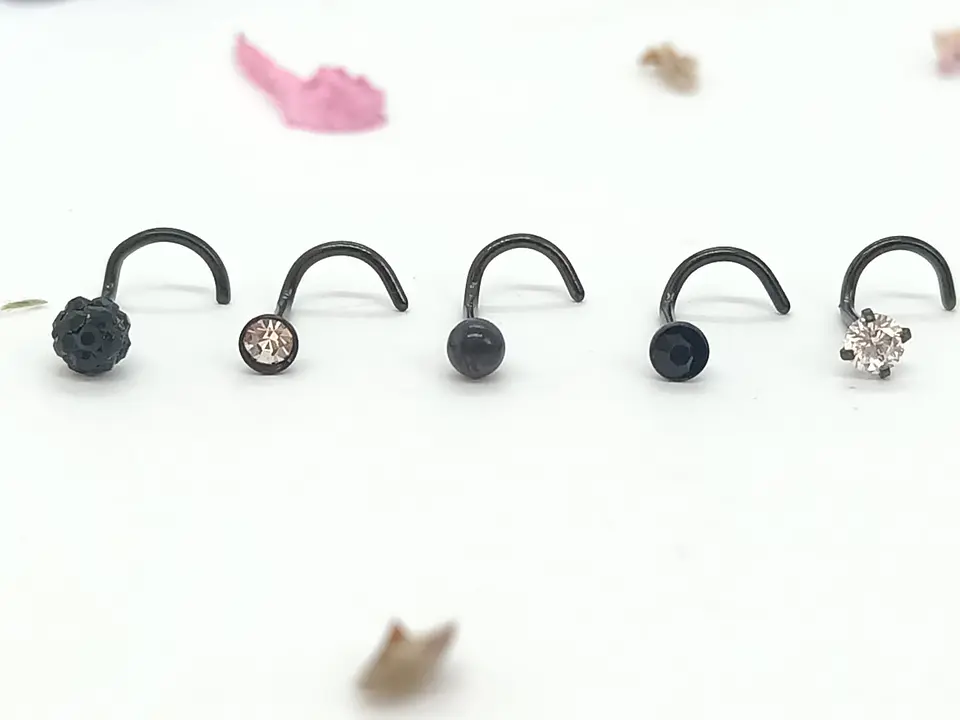 Set 5 Piercing Acero Quirúrgic Tipo S Nariz Zirconia Nostril 8