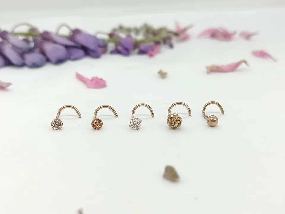 Set 5 Piercing Acero Quirúrgic Tipo S Nariz Zirconia Nostril 17