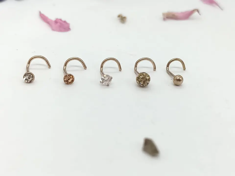 Set 5 Piercing Acero Quirúrgic Tipo S Nariz Zirconia Nostril 18