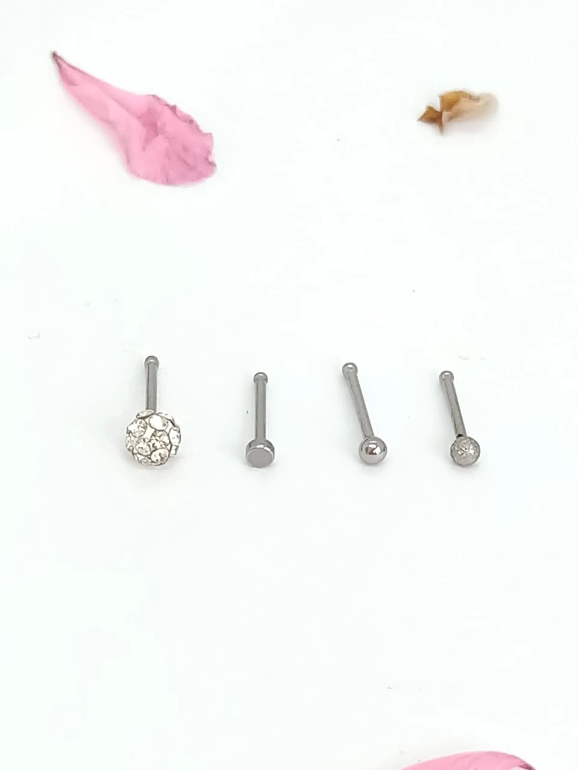 Set 4 Piercing Acero Inoxidable Nariz Zirconia Nostril Punk 5