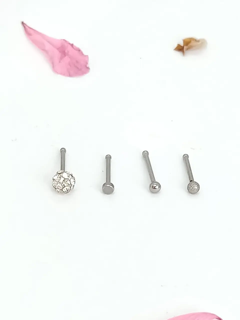 Set 4 Piercing Acero Inoxidable Nariz Zirconia Nostril Punk 5