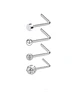 Set 4 Piercing Acero Plateado Nariz Zirconia Nostril Tipo L - Miniatura 1