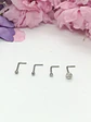 Set 4 Piercing Acero Plateado Nariz Zirconia Nostril Tipo L - Miniatura 3