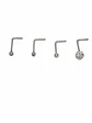 Set 4 Piercing Acero Plateado Nariz Zirconia Nostril Tipo L - Miniatura 6