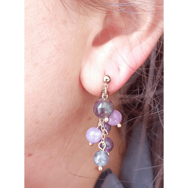 Aretes Uvas Colgantes Cristal Pendientes Violeta Aros Largos 2