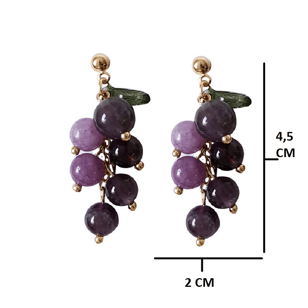 Aretes Uvas Colgantes Cristal Pendientes Violeta Aros Largos 3