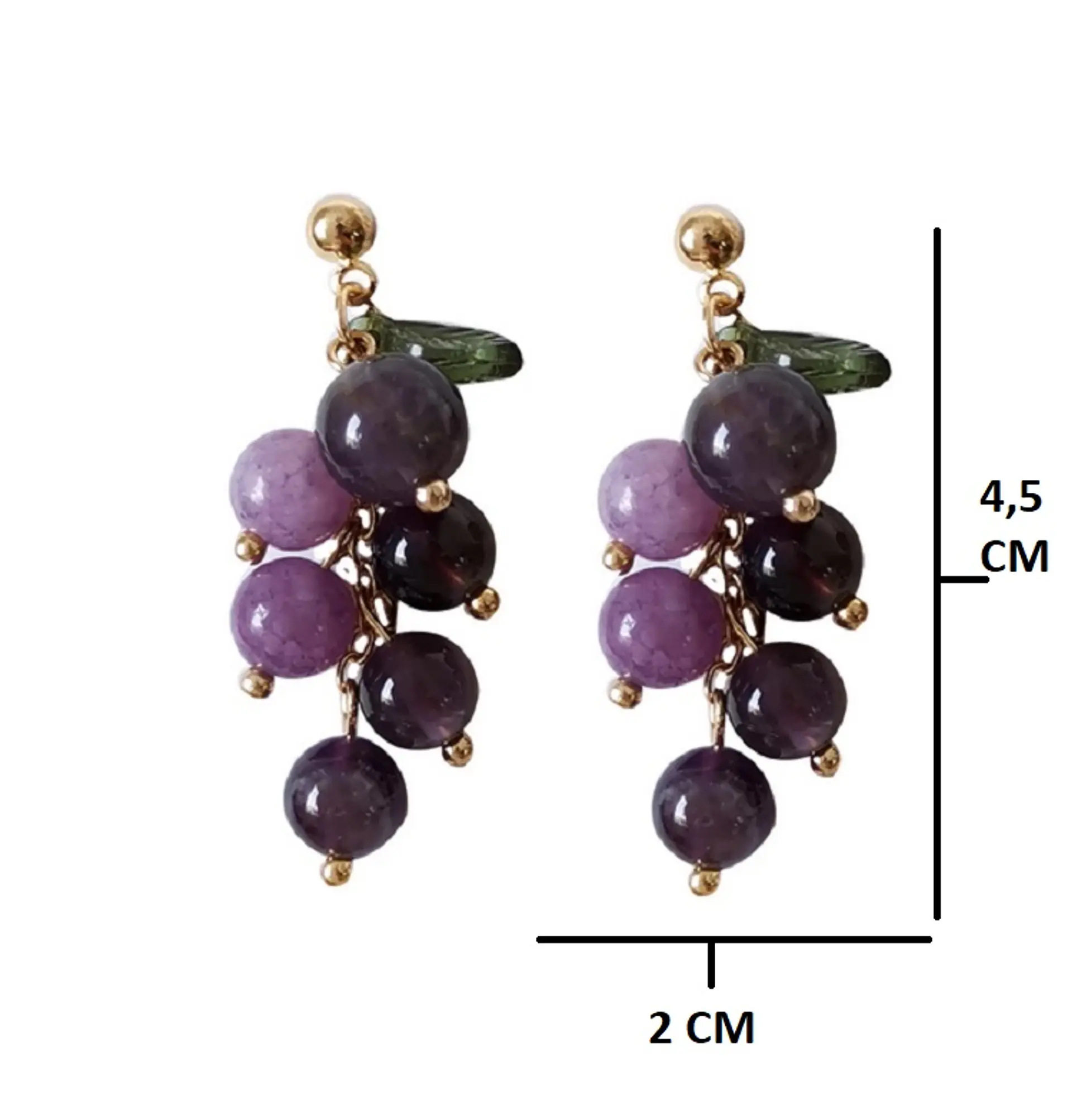 Aretes Uvas Colgantes Cristal Pendientes Violeta Aros Largos 3