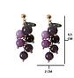 Aretes Uvas Colgantes Cristal Pendientes Violeta Aros Largos - Miniatura 3