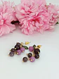 Aretes Uvas Colgantes Cristal Pendientes Violeta Aros Largos - Miniatura 4