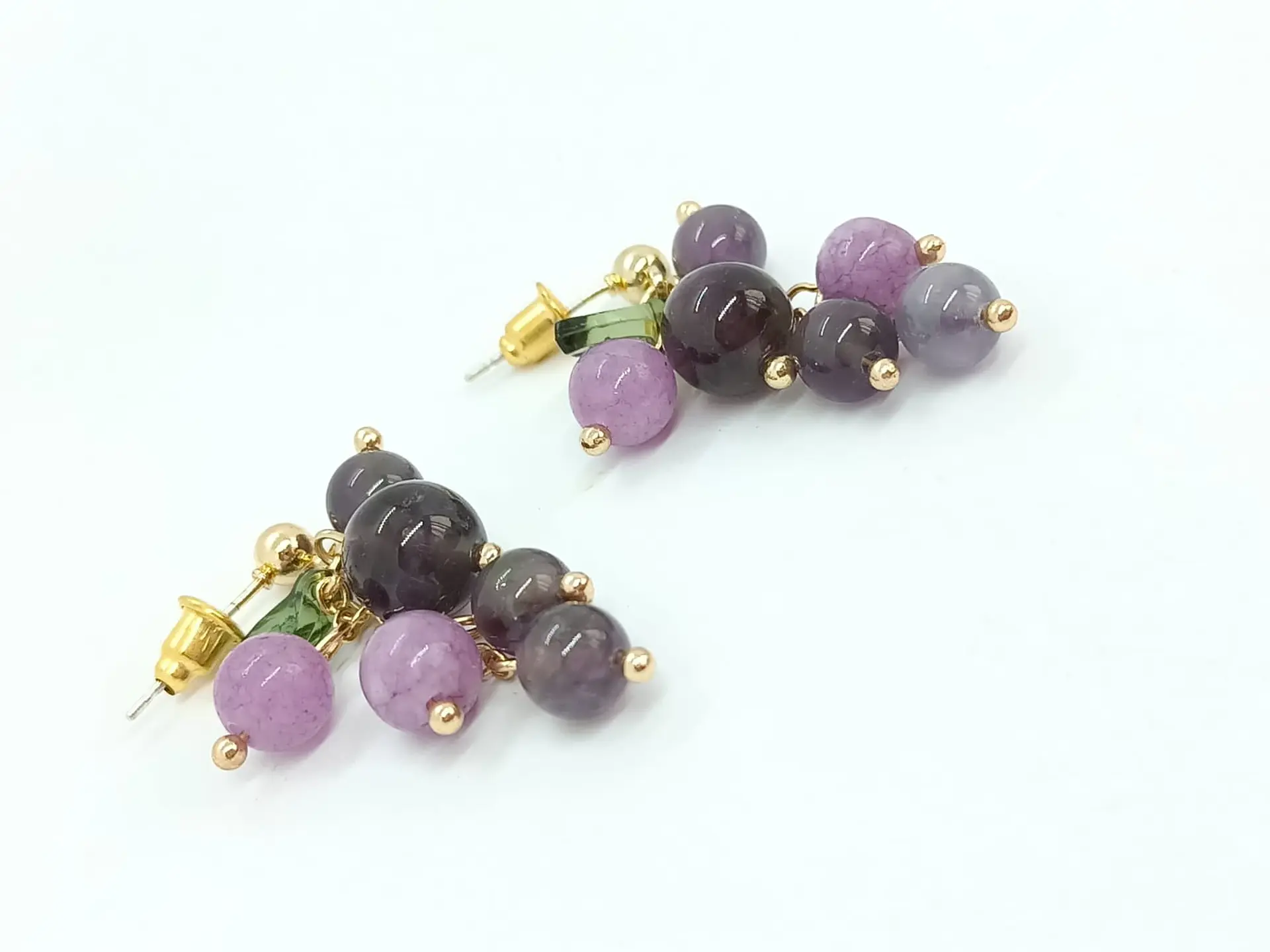 Aretes Uvas Colgantes Cristal Pendientes Violeta Aros Largos 7