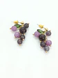 Aretes Uvas Colgantes Cristal Pendientes Violeta Aros Largos - Miniatura 8