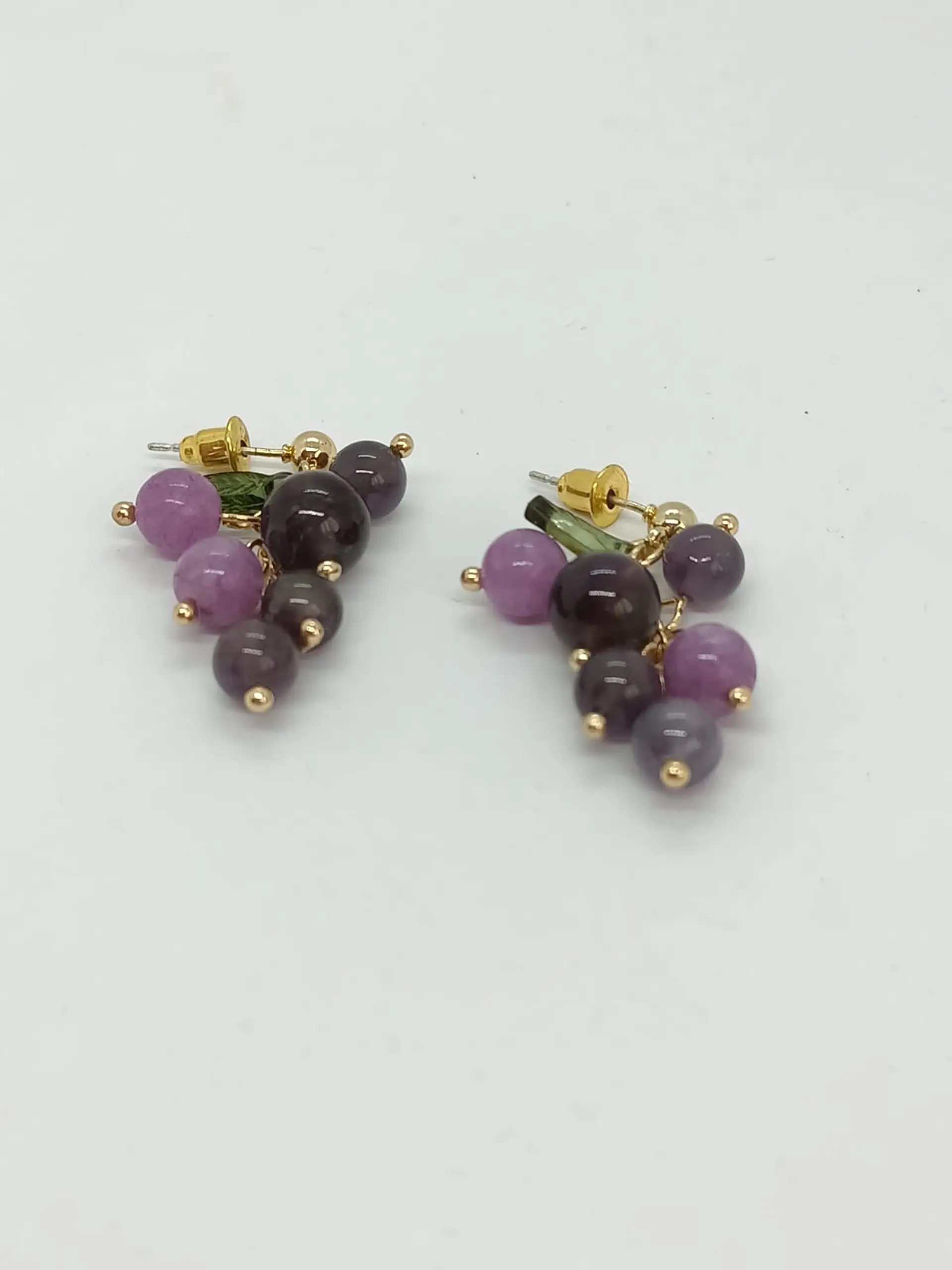 Aretes Uvas Colgantes Cristal Pendientes Violeta Aros Largos 9