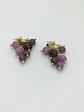 Aretes Uvas Colgantes Cristal Pendientes Violeta Aros Largos - Miniatura 9