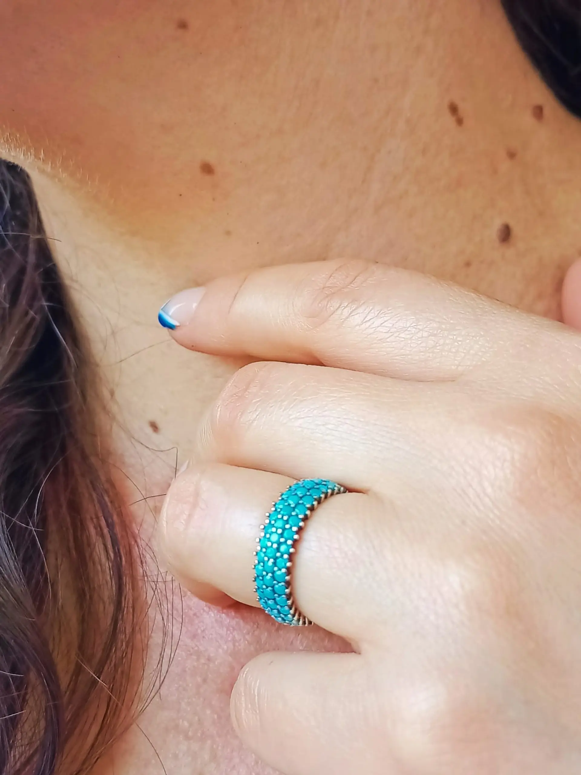 Anillo Plata 925 Turquesa Vintage Bohemio Sortija Compromiso 3