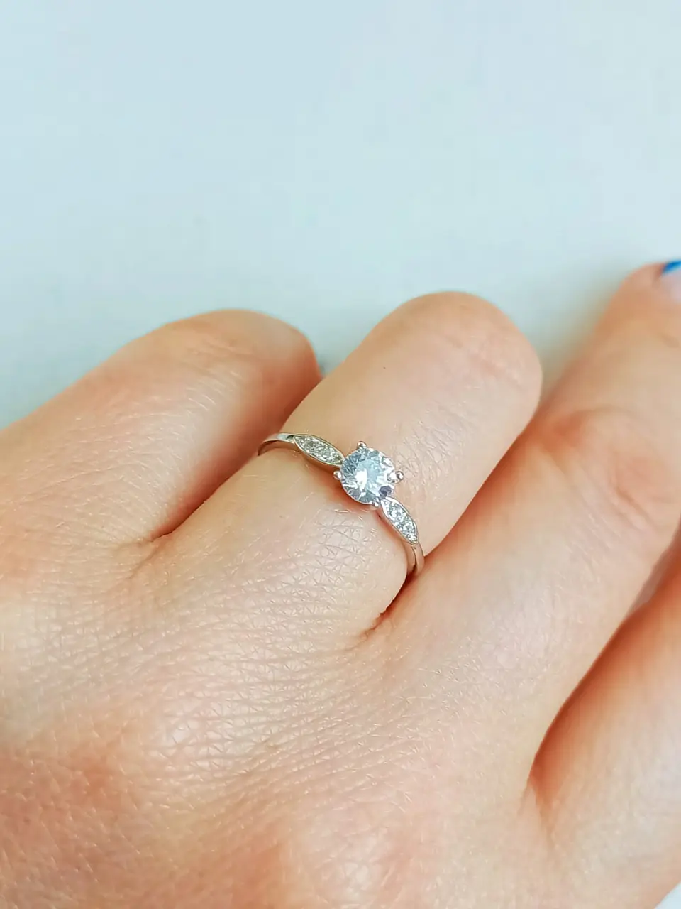 Anillo Plata fina ley S925 Solitario Compromiso circonio AAA 5