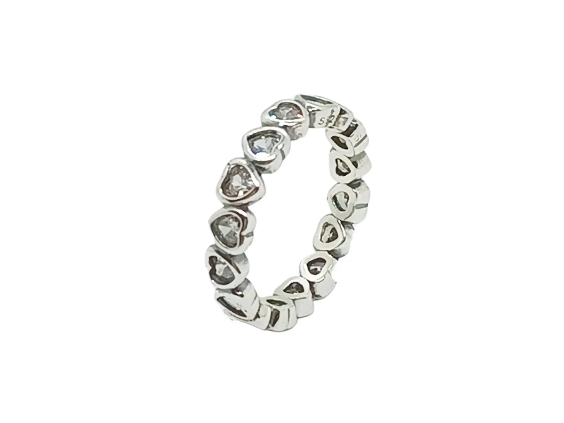 Anillo Pila Plata 925 Corazones Zirconia Compromiso Apilable 1