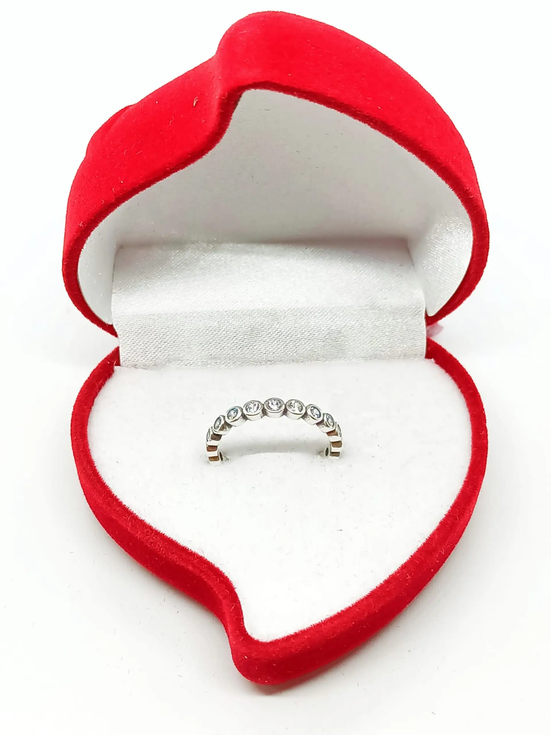 Anillo Pila Plata 925 Lujo Amor Zirconia Compromiso Apilable 3