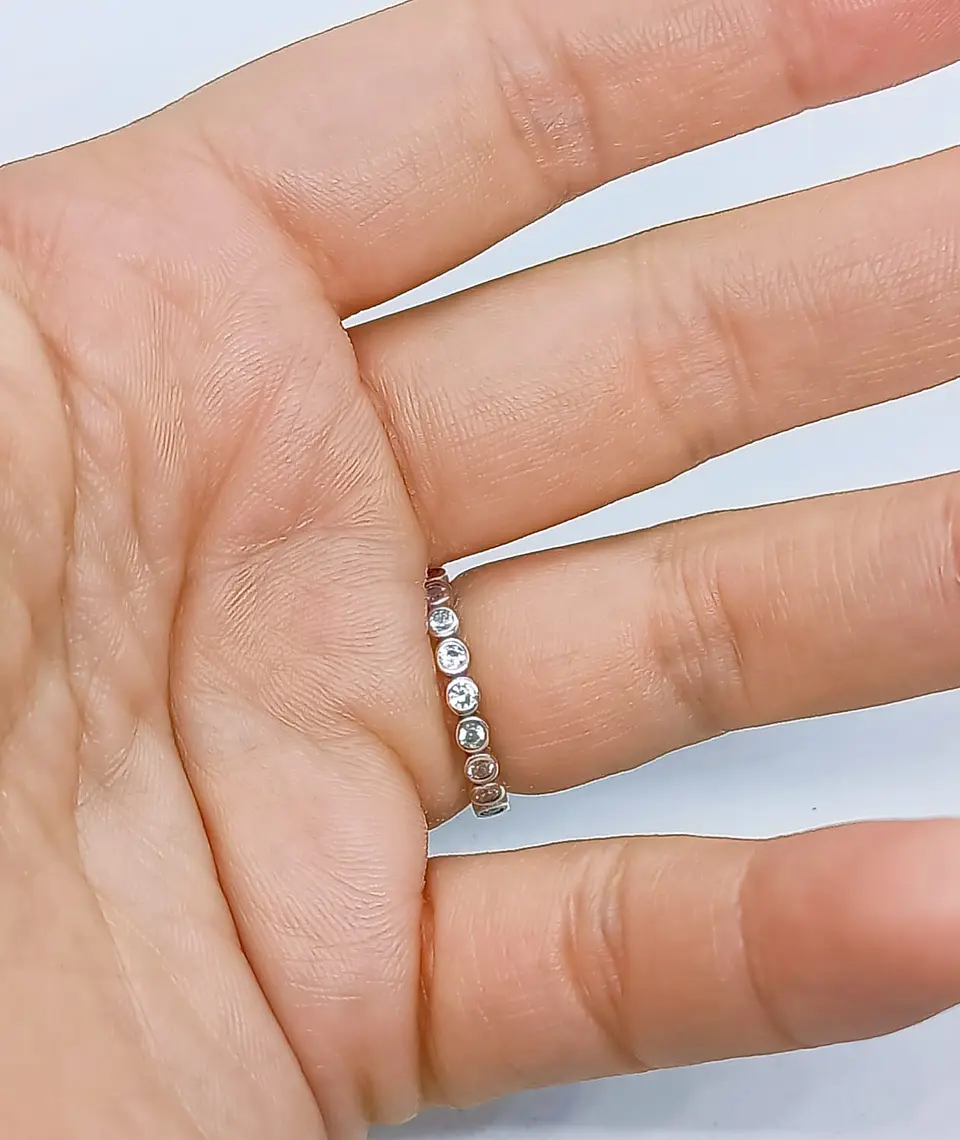 Anillo Pila Plata 925 Lujo Amor Zirconia Compromiso Apilable 5