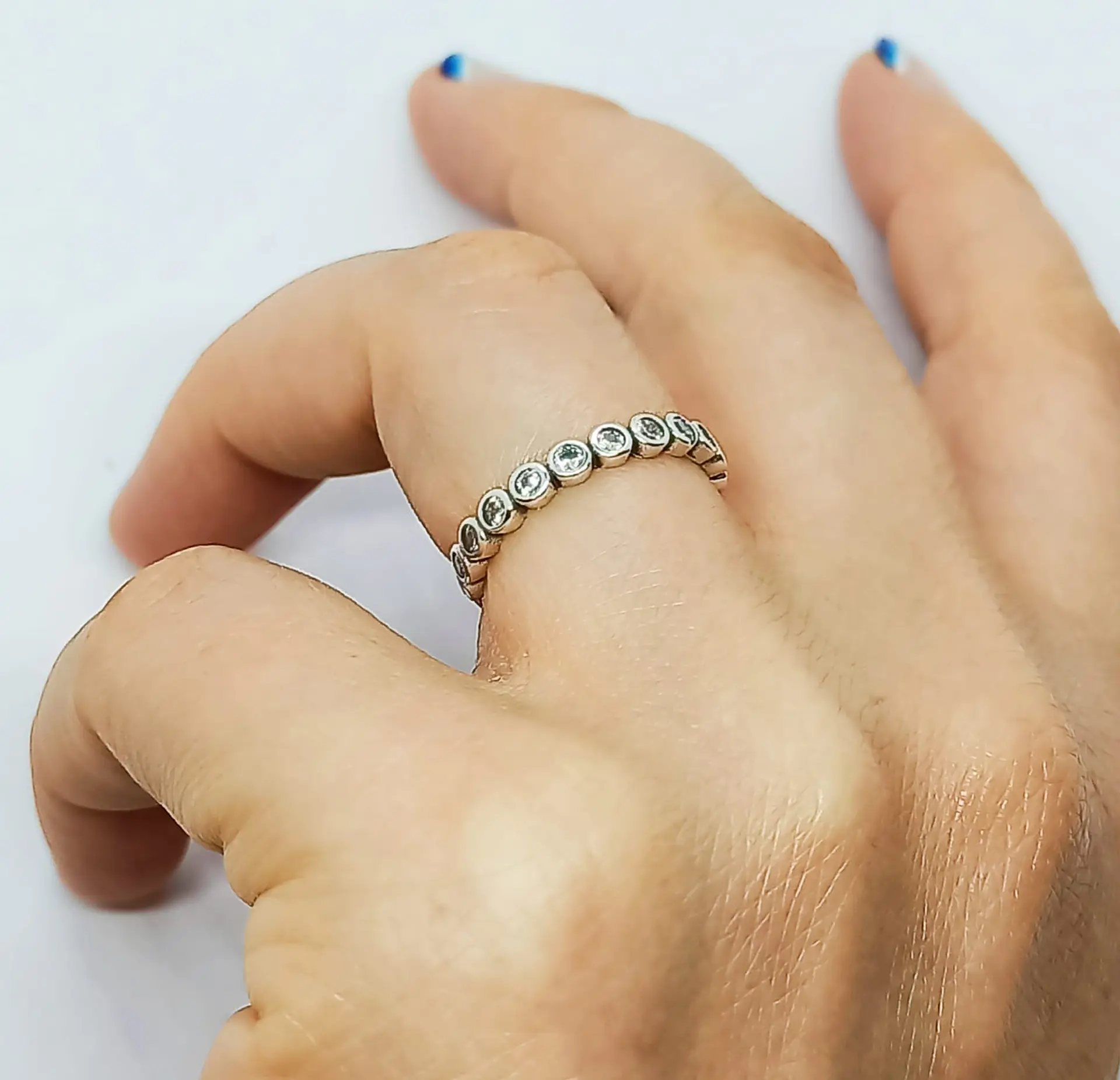 Anillo Pila Plata 925 Lujo Amor Zirconia Compromiso Apilable 6