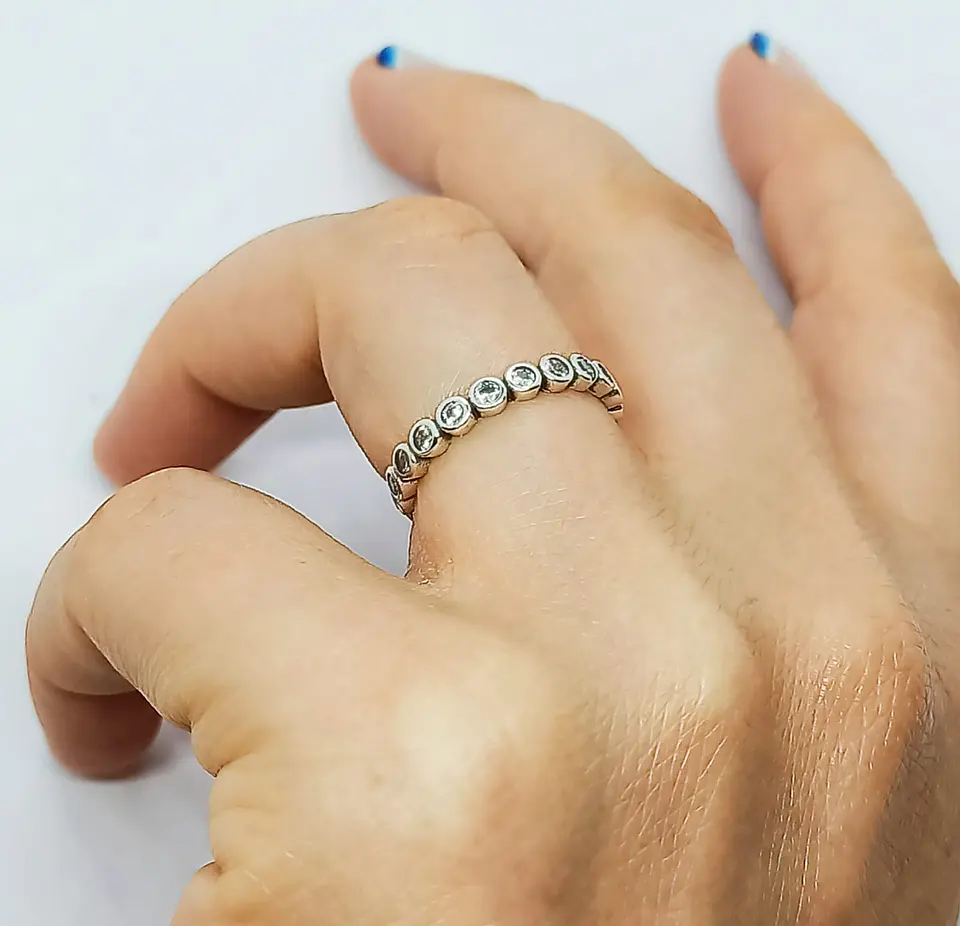 Anillo Pila Plata 925 Lujo Amor Zirconia Compromiso Apilable 6