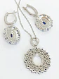 Set Collar Joya Zafiro Azul Aros Plata 925 Gema Saphire Blue - Miniatura 7