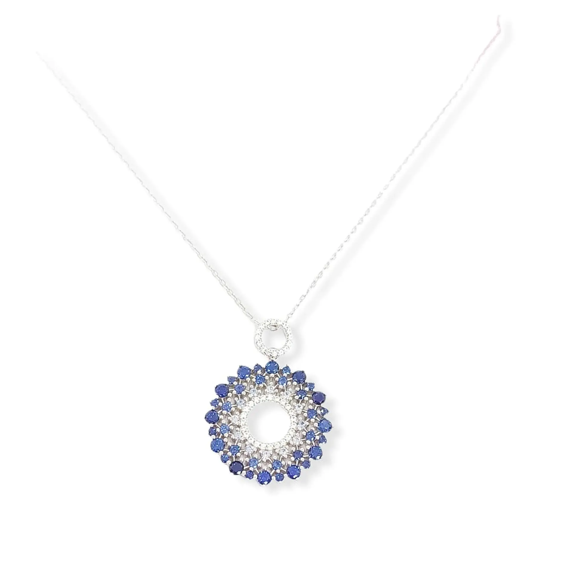 Colgante de Zafiro azul profundo en plata fina ley S925 1