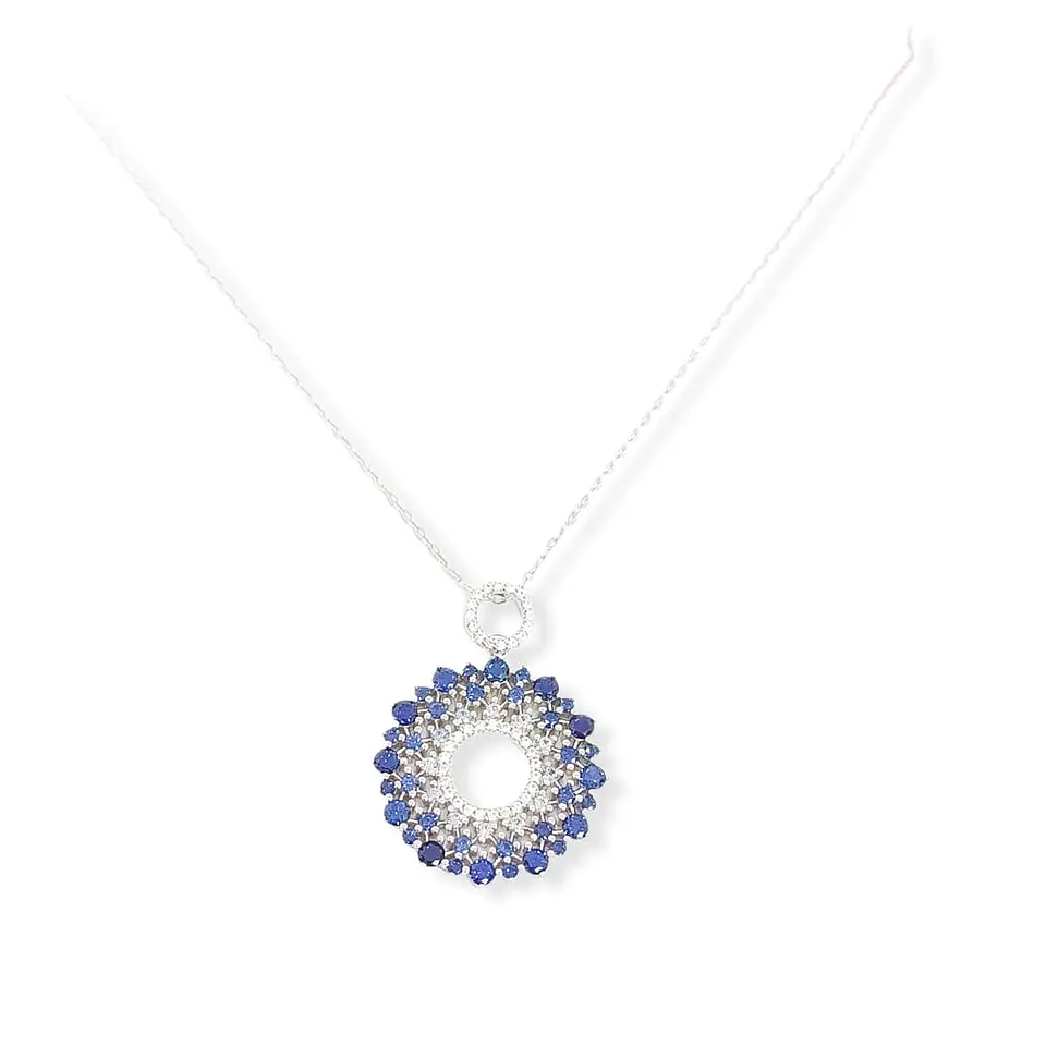 Colgante de Zafiro azul profundo en plata fina ley S925 1