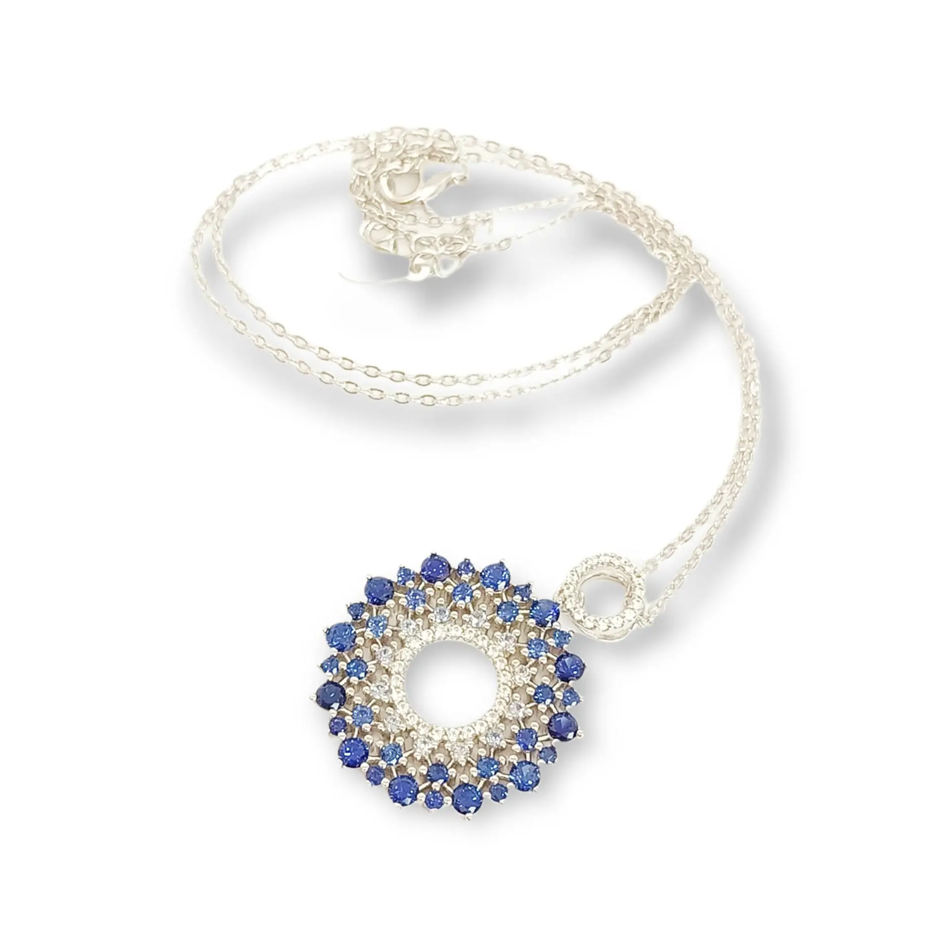 Colgante de Zafiro azul profundo en plata fina ley S925 3