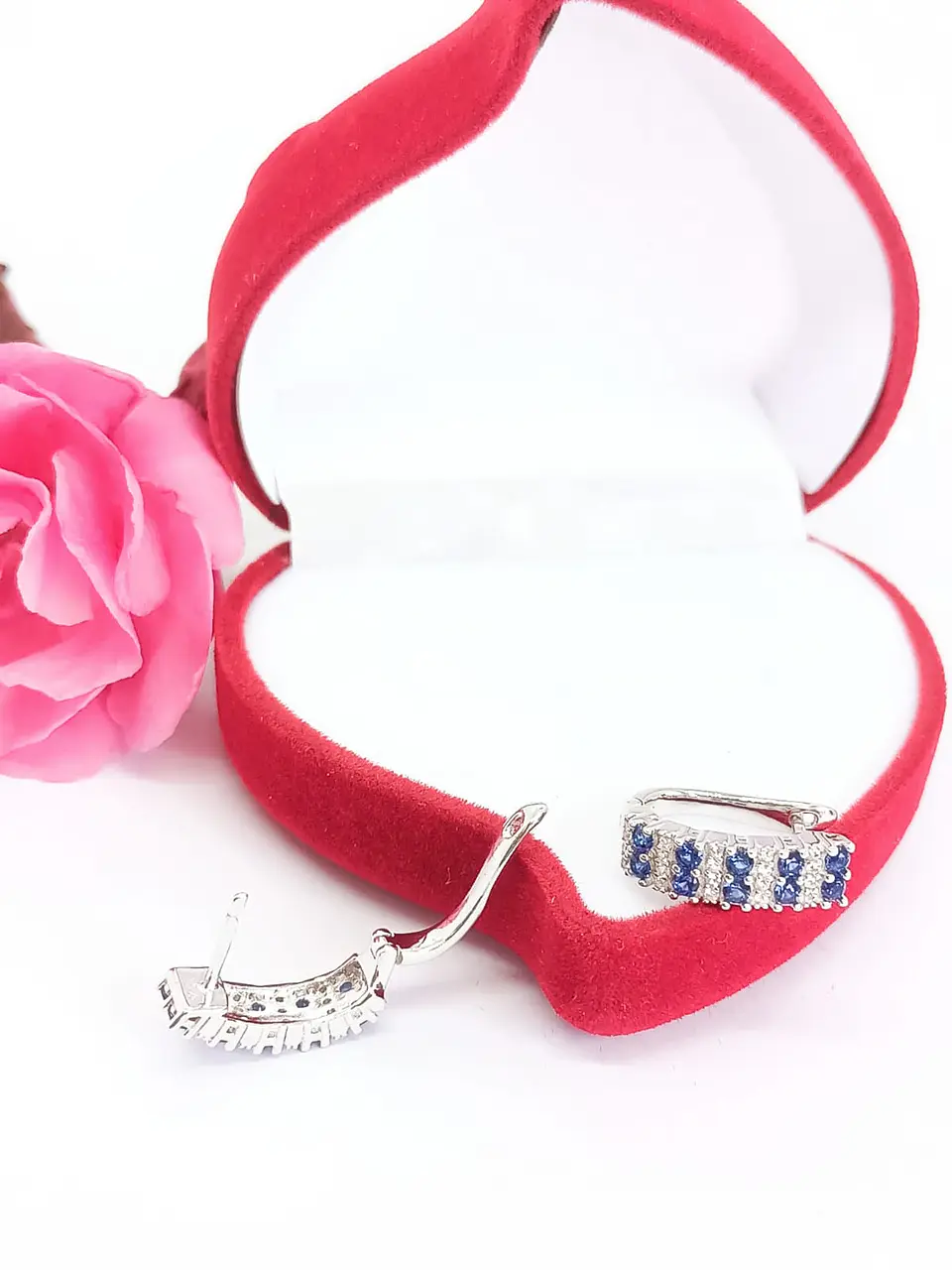 Argollas Huggies Zafiro Azul Plata ley 925  8