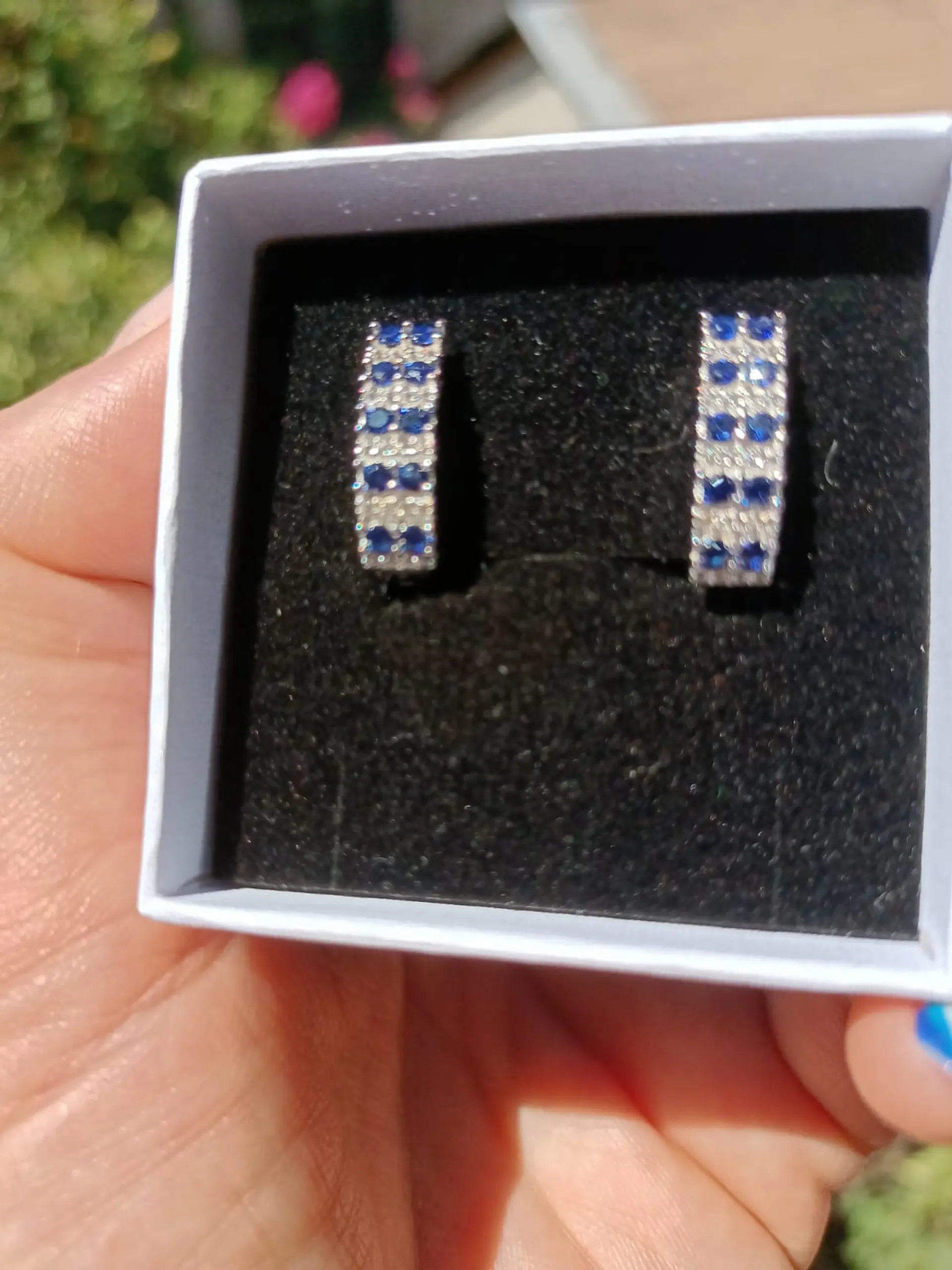 Argollas Huggies Zafiro Azul Plata ley 925  10