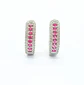 Argollas Lujosas Huggies con Gema de Rubí Rosa en Plata 925 - Miniatura 1