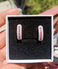 Argollas Lujosas Huggies con Gema de Rubí Rosa en Plata 925 - Miniatura 9