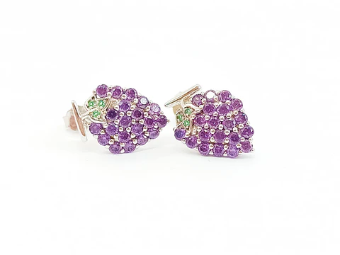 Pendientes Amatista Natural Uvas Plata ley 925
