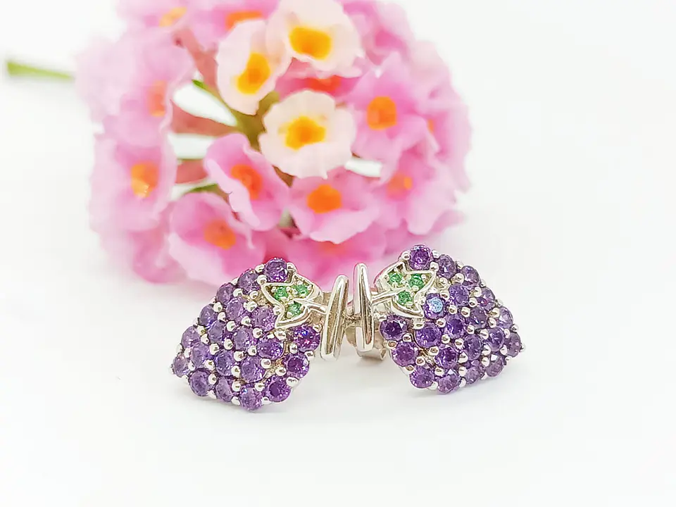 Pendientes Amatista Natural Uvas Plata ley 925 5
